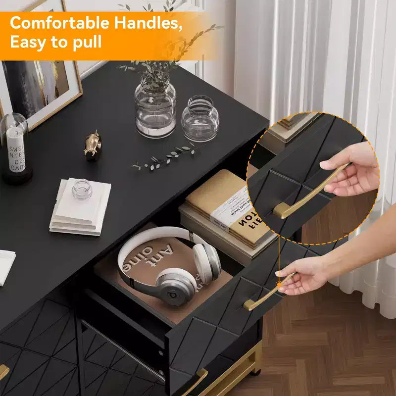 Cassettiera da camera da letto con 8 cassetti, comò mobile TV, grande cassettiera in legno per riporre e organizzare (bianco)