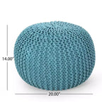 Pouf Rotondo in Maglia di Cotone Moro Moderno