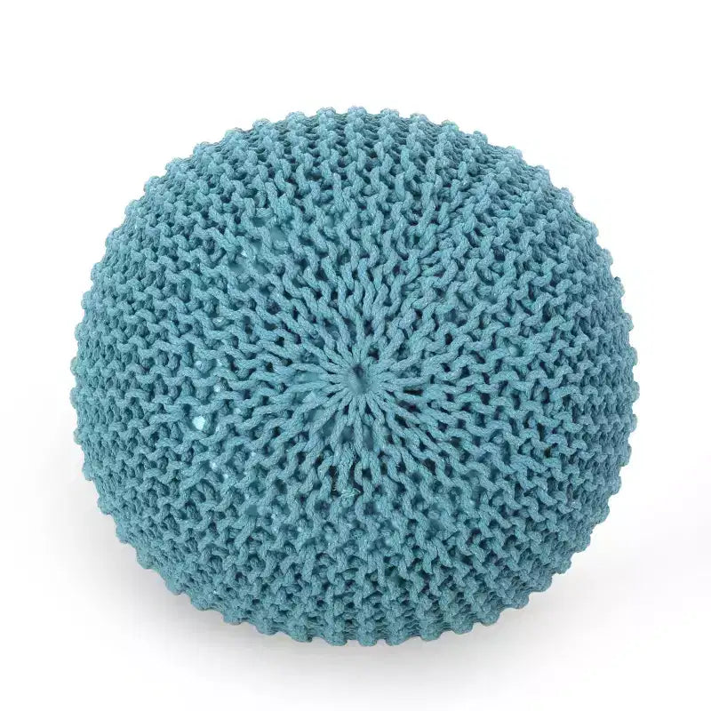 Pouf Rotondo in Maglia di Cotone Moro Moderno