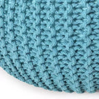 Pouf Rotondo in Maglia di Cotone Moro Moderno