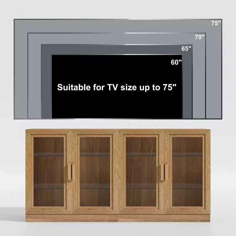 Credenza Mobile Contenitore 31x62x16 con 4 Ante e Vani Portaoggetti Organizer Multiuso per Cucina Soggiorno Marrone
