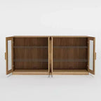 Credenza Mobile Contenitore 31x62x16 con 4 Ante e Vani Portaoggetti Organizer Multiuso per Cucina Soggiorno Marrone