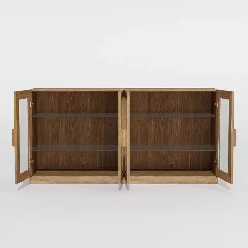 Credenza Mobile Contenitore 31x62x16 con 4 Ante e Vani Portaoggetti Organizer Multiuso per Cucina Soggiorno Marrone