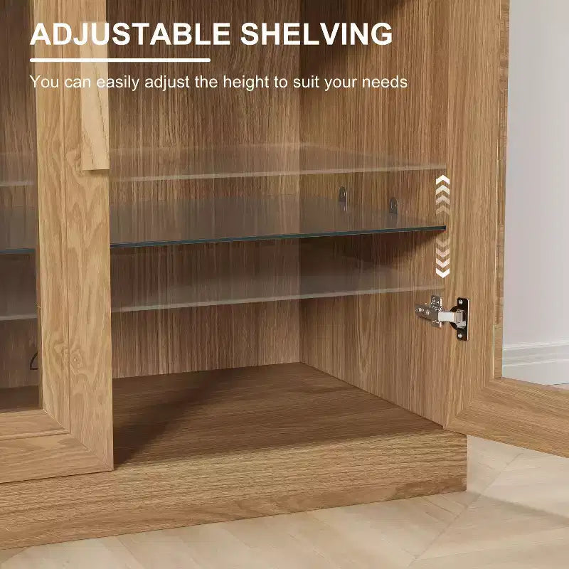 Credenza Mobile Contenitore 31x62x16 con 4 Ante e Vani Portaoggetti Organizer Multiuso per Cucina Soggiorno Marrone