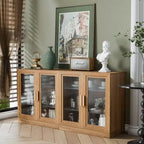 Credenza Mobile Contenitore 31x62x16 con 4 Ante e Vani Portaoggetti Organizer Multiuso per Cucina Soggiorno Marrone