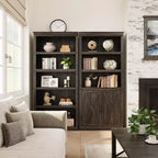 Libreria a 5 Ripiani, Libreria Stile Rustico con Armadietto, Libreria Alta 174,5 cm con Ante Contenitore, Libreria in Legno a 5 Ripiani per Ufficio Domestico