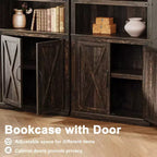 Libreria a 5 Ripiani, Libreria Stile Rustico con Armadietto, Libreria Alta 174,5 cm con Ante Contenitore, Libreria in Legno a 5 Ripiani per Ufficio Domestico