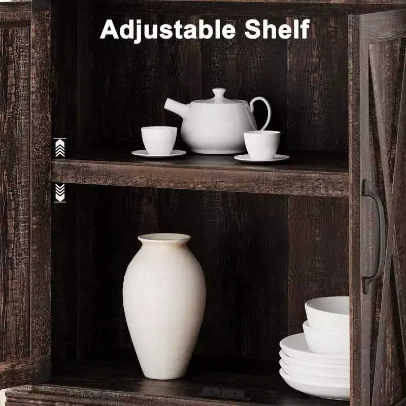 Libreria a 5 Ripiani, Libreria Stile Rustico con Armadietto, Libreria Alta 174,5 cm con Ante Contenitore, Libreria in Legno a 5 Ripiani per Ufficio Domestico