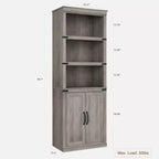 Libreria a 5 Ripiani, Libreria Stile Rustico con Armadietto, Libreria Alta 174,5 cm con Ante Contenitore, Libreria in Legno a 5 Ripiani per Ufficio Domestico