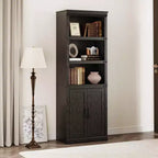 Libreria a 5 Ripiani, Libreria Stile Rustico con Armadietto, Libreria Alta 174,5 cm con Ante Contenitore, Libreria in Legno a 5 Ripiani per Ufficio Domestico