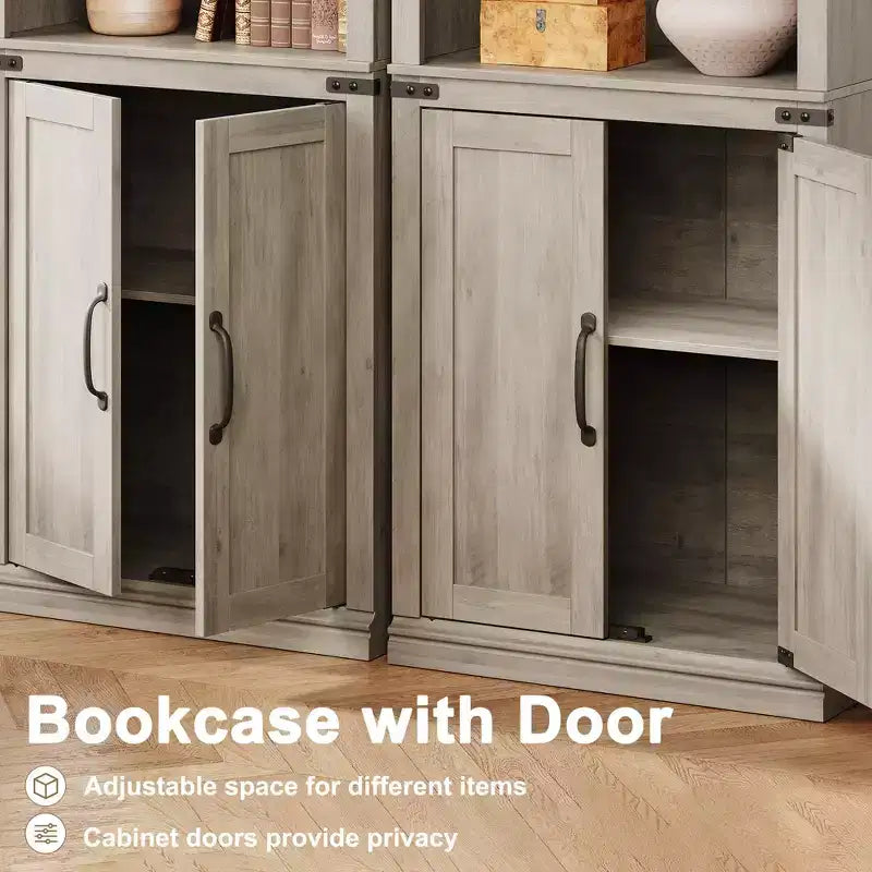 Libreria a 5 Ripiani, Libreria Stile Rustico con Armadietto, Libreria Alta 174,5 cm con Ante Contenitore, Libreria in Legno a 5 Ripiani per Ufficio Domestico