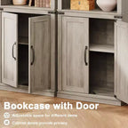 Libreria a 5 Ripiani, Libreria Stile Rustico con Armadietto, Libreria Alta 174,5 cm con Ante Contenitore, Libreria in Legno a 5 Ripiani per Ufficio Domestico