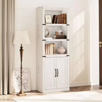 Libreria a 5 Ripiani, Libreria Stile Rustico con Armadietto, Libreria Alta 174,5 cm con Ante Contenitore, Libreria in Legno a 5 Ripiani per Ufficio Domestico