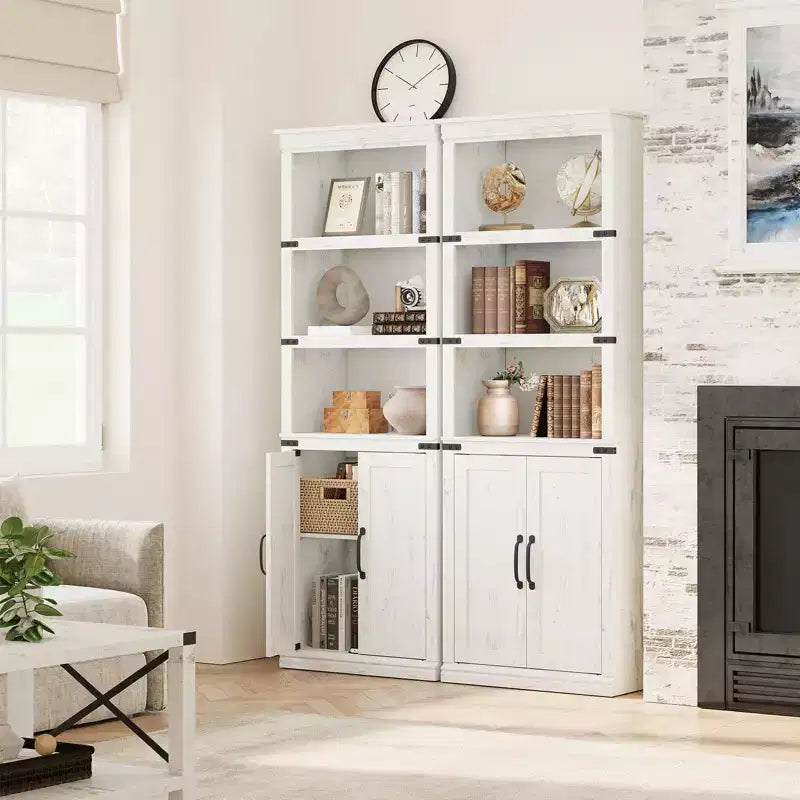 Libreria a 5 Ripiani, Libreria Stile Rustico con Armadietto, Libreria Alta 174,5 cm con Ante Contenitore, Libreria in Legno a 5 Ripiani per Ufficio Domestico