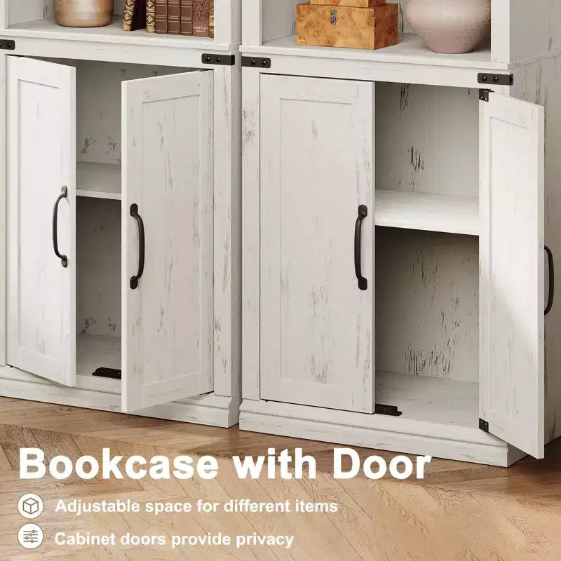 Libreria a 5 Ripiani, Libreria Stile Rustico con Armadietto, Libreria Alta 174,5 cm con Ante Contenitore, Libreria in Legno a 5 Ripiani per Ufficio Domestico