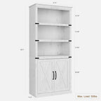 Libreria a 5 Ripiani, Libreria Stile Rustico con Armadietto, Libreria Alta 174,5 cm con Ante Contenitore, Libreria in Legno a 5 Ripiani per Ufficio Domestico
