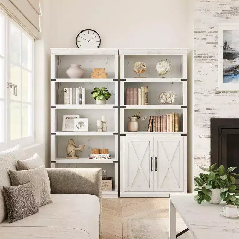 Libreria a 5 Ripiani, Libreria Stile Rustico con Armadietto, Libreria Alta 174,5 cm con Ante Contenitore, Libreria in Legno a 5 Ripiani per Ufficio Domestico