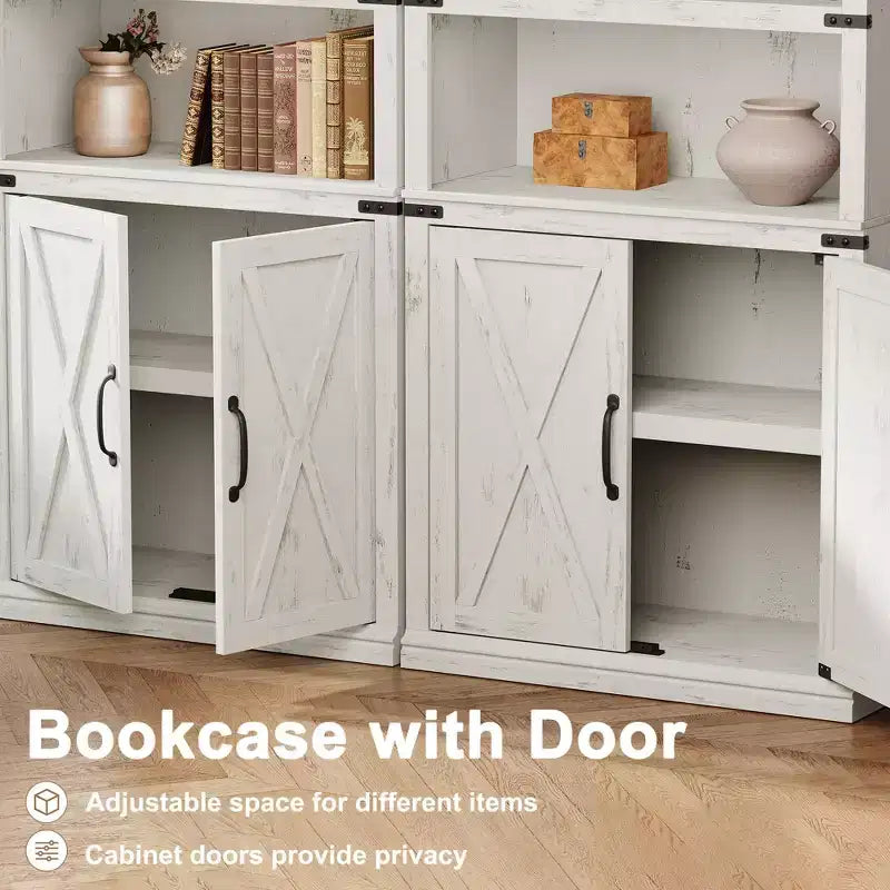 Libreria a 5 Ripiani, Libreria Stile Rustico con Armadietto, Libreria Alta 174,5 cm con Ante Contenitore, Libreria in Legno a 5 Ripiani per Ufficio Domestico