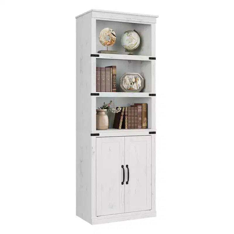Libreria a 5 Ripiani, Libreria Stile Rustico con Armadietto, Libreria Alta 174,5 cm con Ante Contenitore, Libreria in Legno a 5 Ripiani per Ufficio Domestico