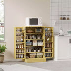 Mobile dispensa, mobiletto da cucina in rattan con 2 ante e ripiani regolabili, armadio autoportante per alimenti da 103 cm di altezza per sala da pranzo
