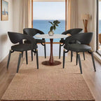 Tavolo da pranzo rotondo Bristol, piano in MDF con base a piedistallo in acciaio e legno di noce, tavolo d'accento moderno per cucina e sala da pranzo per piccoli spazi