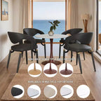 Tavolo da pranzo rotondo Bristol, piano in MDF con base a piedistallo in acciaio e legno di noce, tavolo d'accento moderno per cucina e sala da pranzo per piccoli spazi
