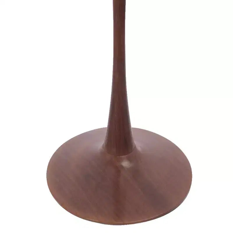 Tavolo da pranzo rotondo Bristol, piano in MDF con base a piedistallo in acciaio e legno di noce, tavolo d'accento moderno per cucina e sala da pranzo per piccoli spazi
