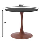 Tavolo da pranzo rotondo Bristol, piano in MDF con base a piedistallo in acciaio e legno di noce, tavolo d'accento moderno per cucina e sala da pranzo per piccoli spazi