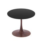 Tavolo da pranzo rotondo Bristol, piano in MDF con base a piedistallo in acciaio e legno di noce, tavolo d'accento moderno per cucina e sala da pranzo per piccoli spazi