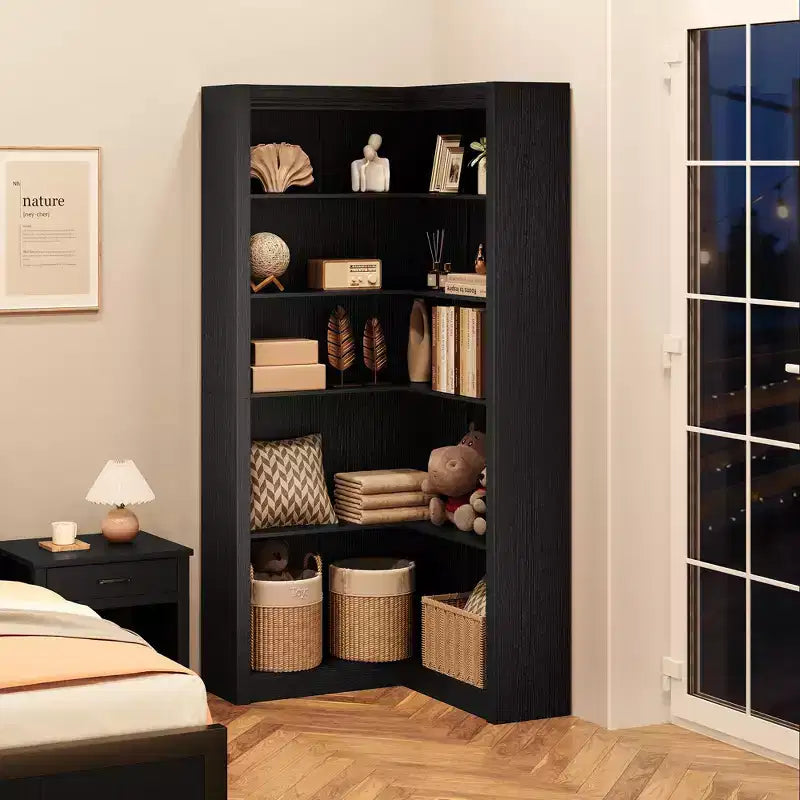 Libreria alta 180 cm, libreria industriale a 6 ripiani con struttura in metallo resistente, scaffali portaoggetti in stile rustico