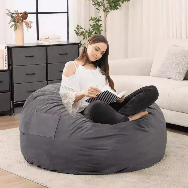 Poltrona Sacco in Schiuma da 120 cm Morbida con Rivestimento Rimovibile Comoda per Adulti Bambini Soggiorno Camera da Letto Dormitorio