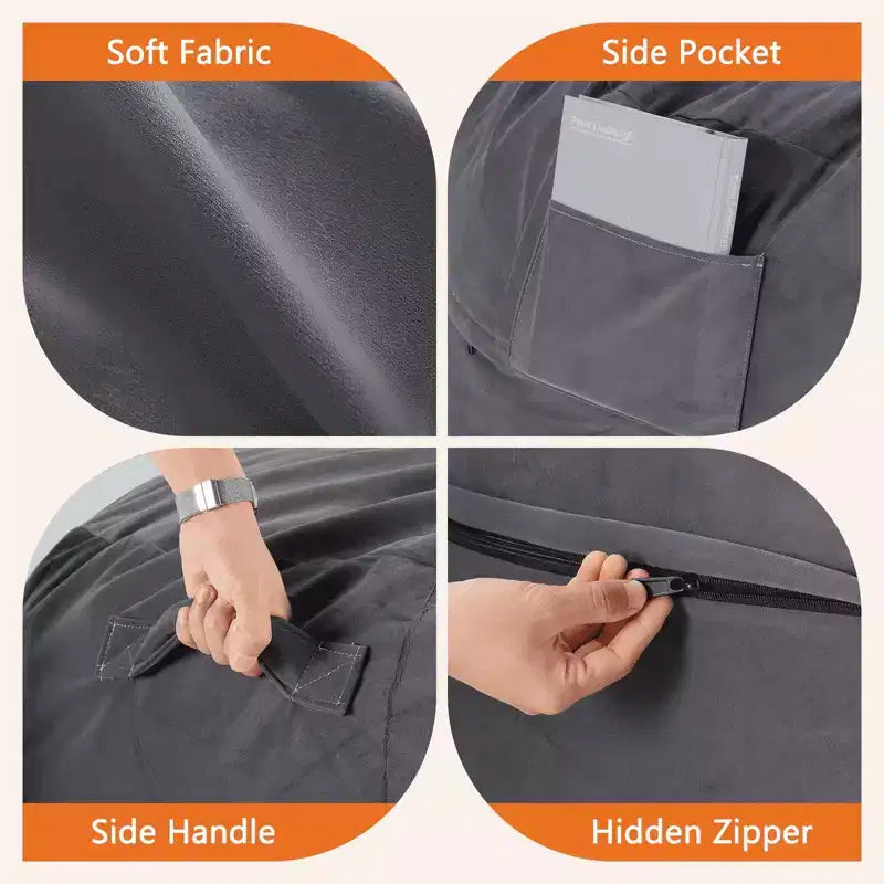 Poltrona Sacco in Schiuma da 120 cm Morbida con Rivestimento Rimovibile Comoda per Adulti Bambini Soggiorno Camera da Letto Dormitorio