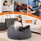 Poltrona Sacco in Schiuma da 120 cm Morbida con Rivestimento Rimovibile Comoda per Adulti Bambini Soggiorno Camera da Letto Dormitorio