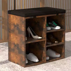 Shoe Storage Bench with Cushion, 20 Cubby Seat Shoe Cabinet, Cubby Seat Shoe Cabinet with 3-Tier Adjustable Shelf for Living Room Hallway