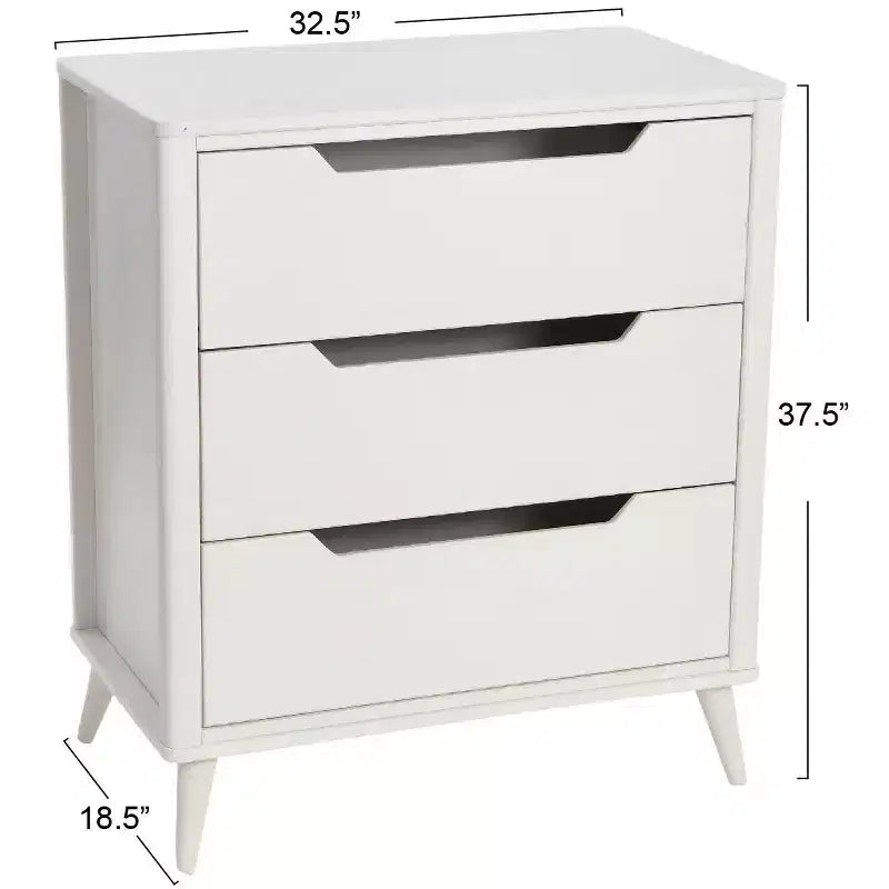 Cassettiera a 3 cassetti in legno massello Mid-Century Modern