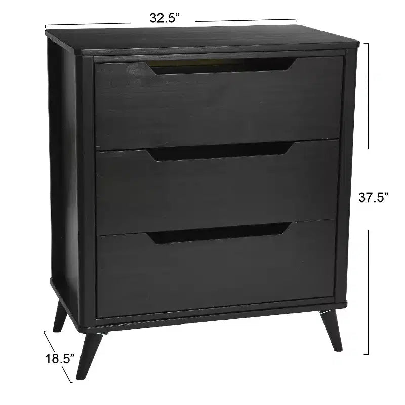 Cassettiera a 3 cassetti in legno massello Mid-Century Modern