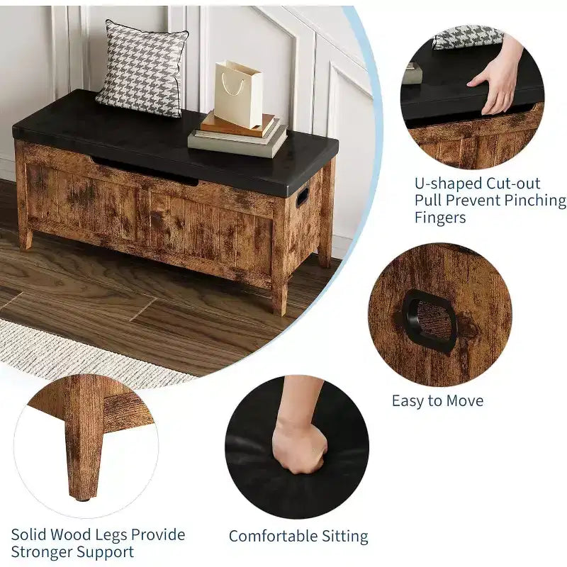 Panca contenitore da 99,4 cm in rattan per ingresso con cuscino, baule contenitore, panca portascarpe, cassapanca per ingresso, soggiorno, camera da letto