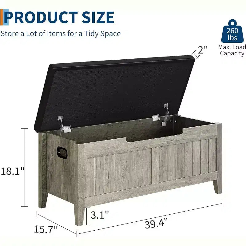 Panca contenitore da 99,4 cm in rattan per ingresso con cuscino, baule contenitore, panca portascarpe, cassapanca per ingresso, soggiorno, camera da letto