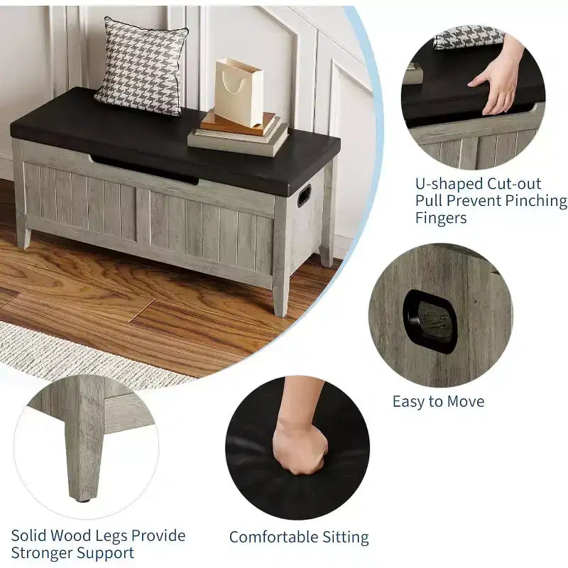 Panca contenitore da 99,4 cm in rattan per ingresso con cuscino, baule contenitore, panca portascarpe, cassapanca per ingresso, soggiorno, camera da letto