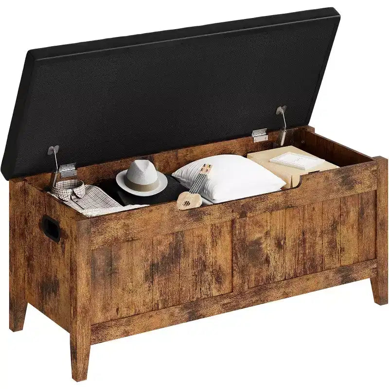 Panca contenitore da 99,4 cm in rattan per ingresso con cuscino, baule contenitore, panca portascarpe, cassapanca per ingresso, soggiorno, camera da letto