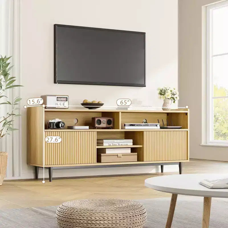 Mobili TV rustici, mobile da intrattenimento con ante scorrevoli e ripiani regolabili
