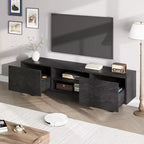 Mobile TV Industriale per 80 Pollici, Centro Intrattenimento Moderno con 2 Cassetti, Mobile Media in Legno con Gambe Robuste per Soggiorno, Nero