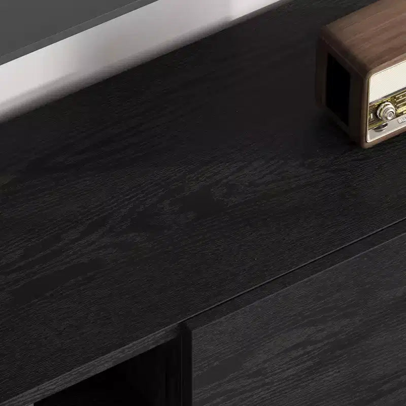 Mobile TV Industriale per 80 Pollici, Centro Intrattenimento Moderno con 2 Cassetti, Mobile Media in Legno con Gambe Robuste per Soggiorno, Nero