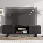 Mobile TV Industriale per 80 Pollici, Centro Intrattenimento Moderno con 2 Cassetti, Mobile Media in Legno con Gambe Robuste per Soggiorno, Nero