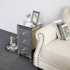 Comodino a specchio con 3 cassetti Comodino moderno elegante Mobiletto contenitore