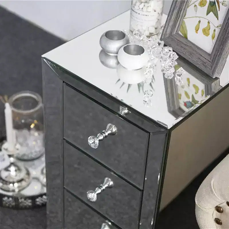 Comodino a specchio con 3 cassetti Comodino moderno elegante Mobiletto contenitore