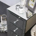 Comodino a specchio con 3 cassetti Comodino moderno elegante Mobiletto contenitore