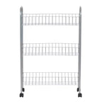 Household Essentials Slim Storage Cart, 3 Shelf Storage Cart with Wheels, Silver
