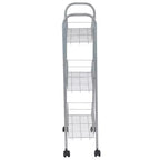 Carrello portatutto sottile, carrello portaoggetti a 3 ripiani con ruote, argento