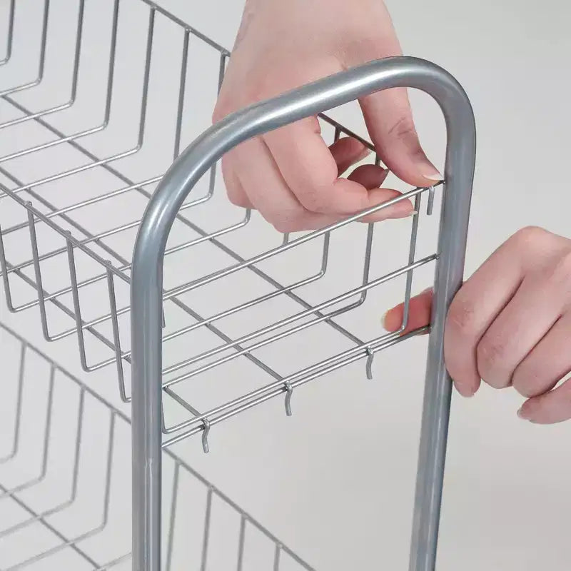 Carrello portatutto sottile, carrello portaoggetti a 3 ripiani con ruote, argento